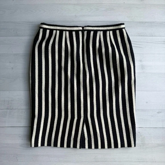 Vintage Talbots Navy & White Woven Cotton Striped Pencil Skirt 4P - Picture 5 of 7